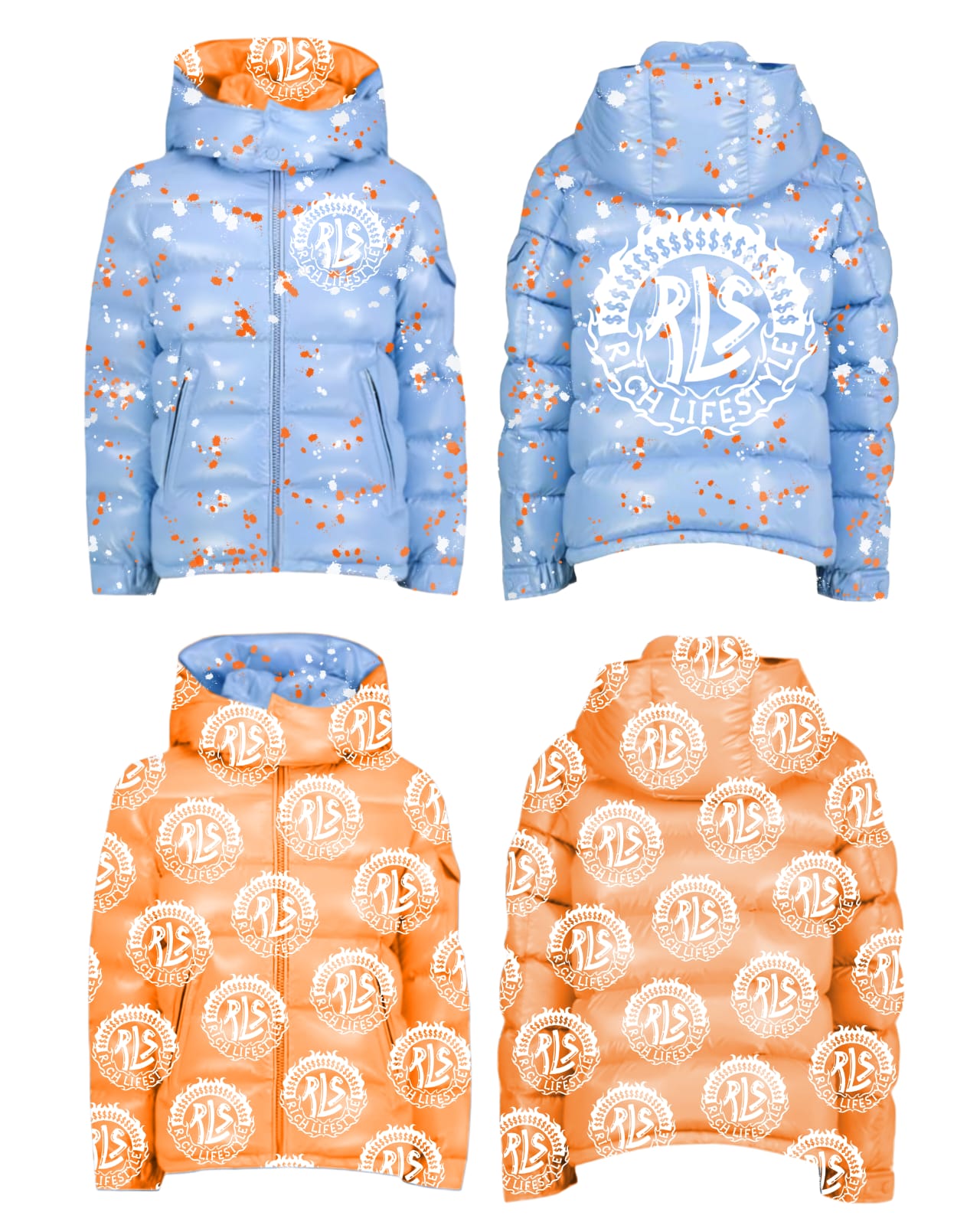 Blue/orange reversible coat